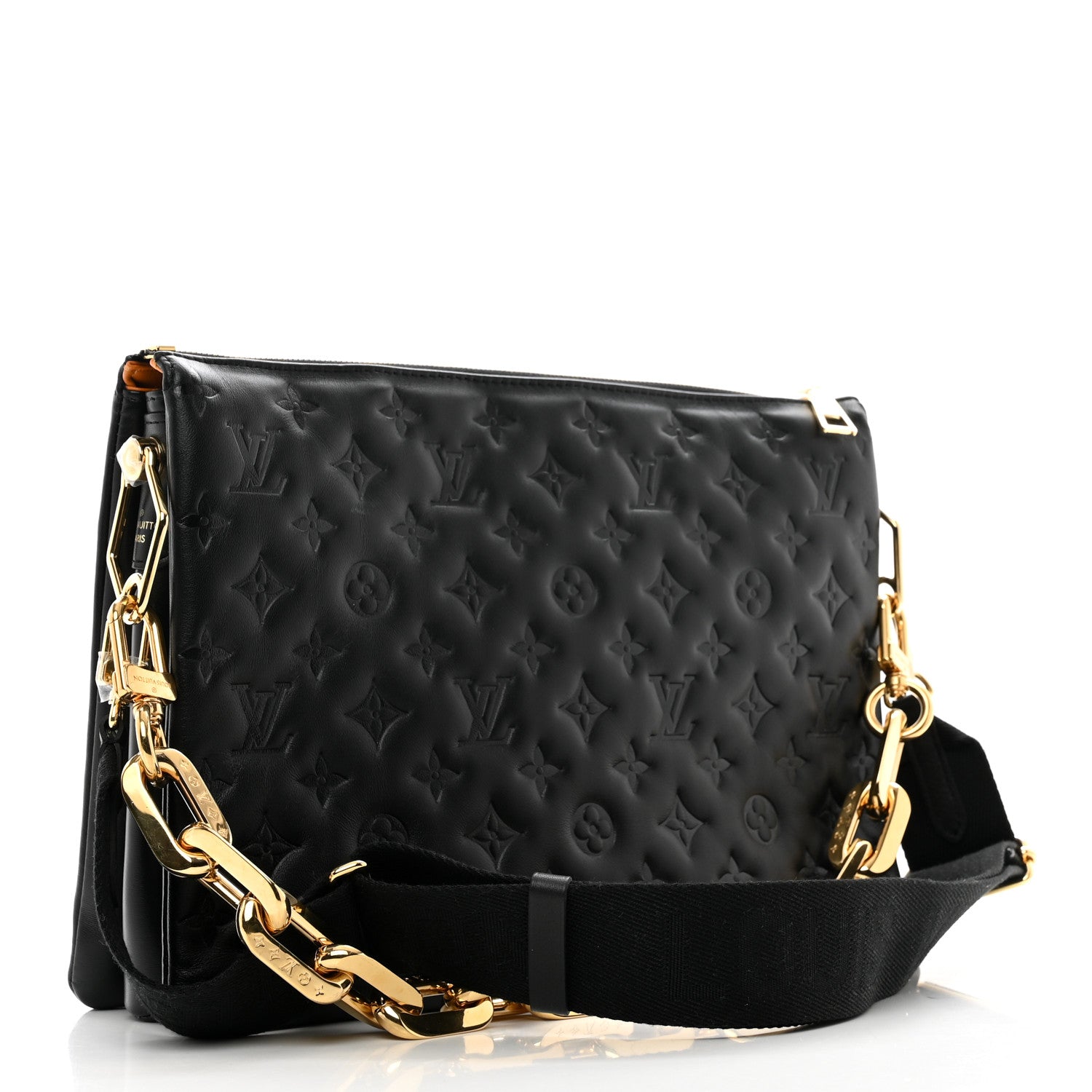 Louis Vuitton Lambskin Embossed Monogram Coussin MM Black 3 of 11