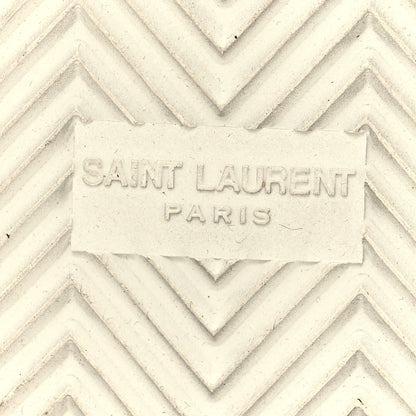 Saint Laurent Distressed Calfskin Bedford Logo-Appliqued Hightop Sneakers 44 Gold Cream White 7 of 10