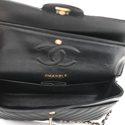 Chanel Lambskin Chevron Quilted Medium Double Flap Black 5 of 11