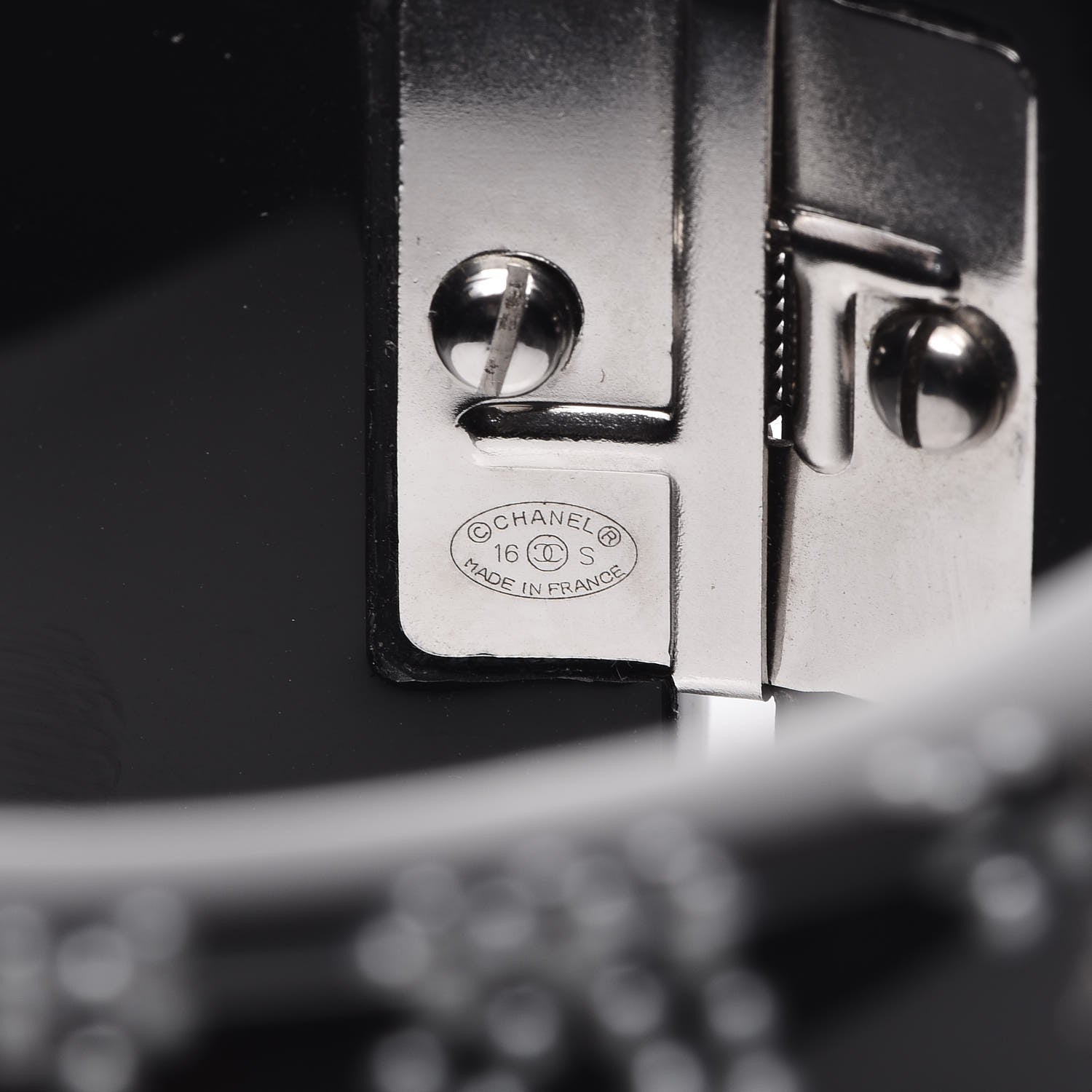 Chanel Resin Pearl Airplane Cuff Bangle Bracelet Black 4 of 8