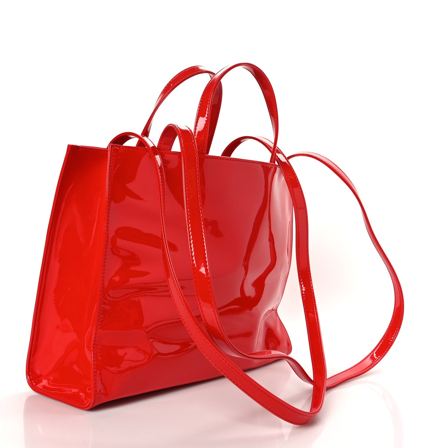 Telfar Patent Vegan Leather Medium Shopping Bag Red 2 of 7