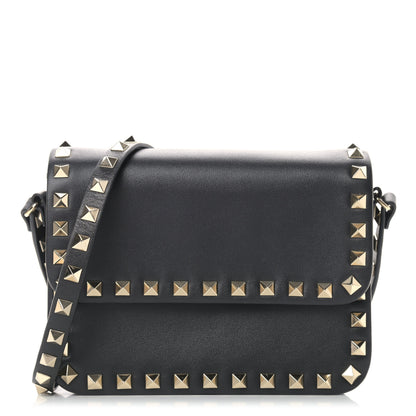 Valentino Garavani Vitello Rockstud Flap Crossbody Bag Black 1 of 10