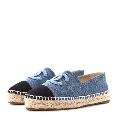 Chanel Denim CC Espadrilles 38 Blue Black 3 of 11
