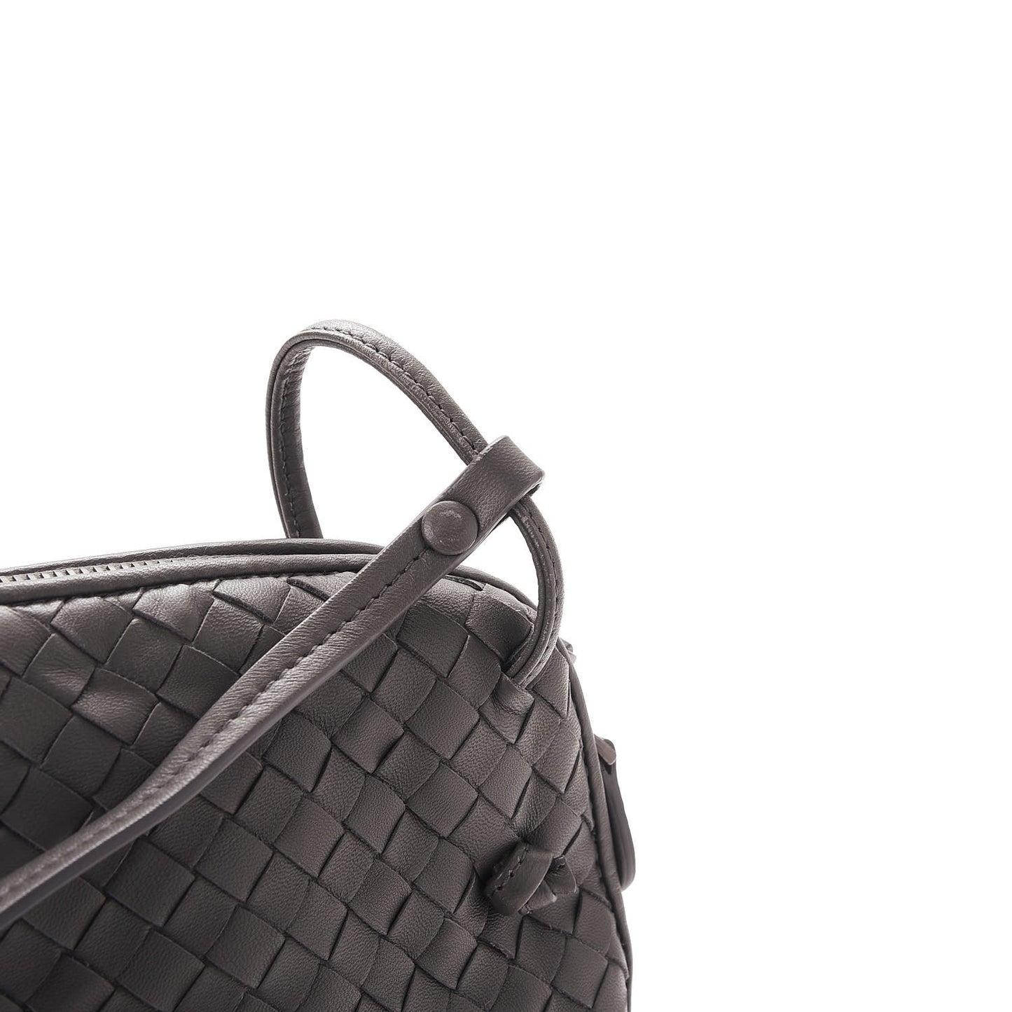 Nappa Intrecciato Pillow Crossbody Messenger Light Grey