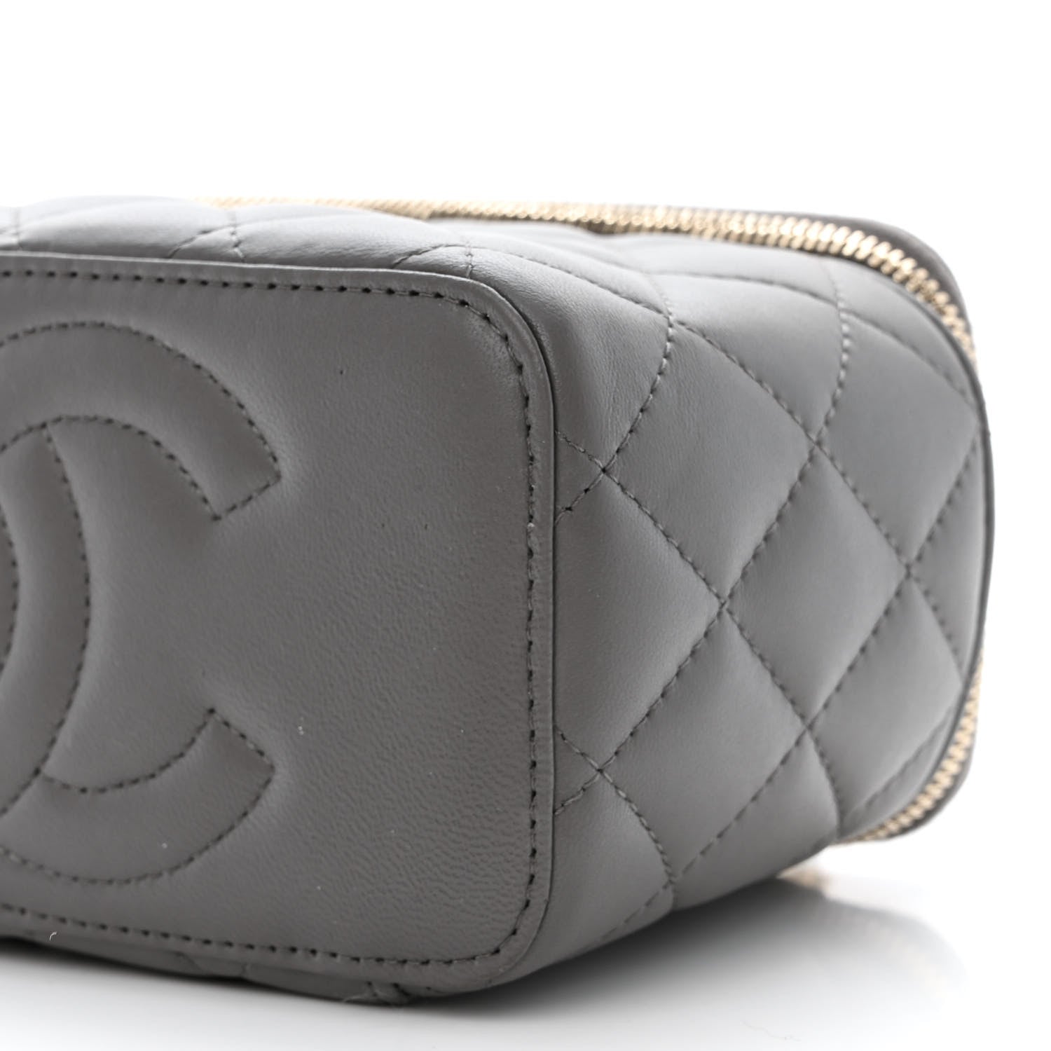 Chanel Lambskin Quilted Small Top Handle Vanity Case With Chain Dark Grey 10 of 12