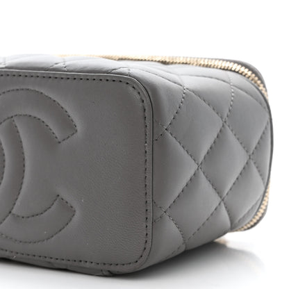 Chanel Lambskin Quilted Small Top Handle Vanity Case With Chain Dark Grey 10 of 12