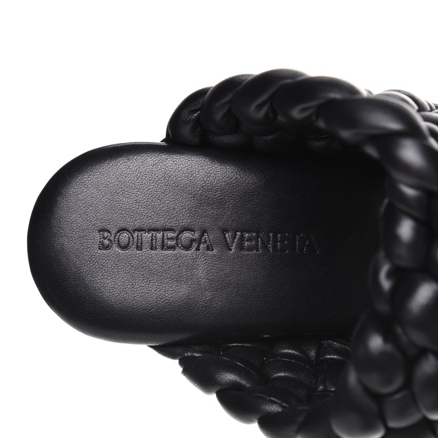 Nappa Twisted Padded Intrecciato Curve Slide Sandals 37 Black