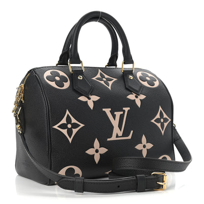 Louis Vuitton Empreinte Monogram Giant Speedy Bandouliere 25 Black Beige 3 of 9