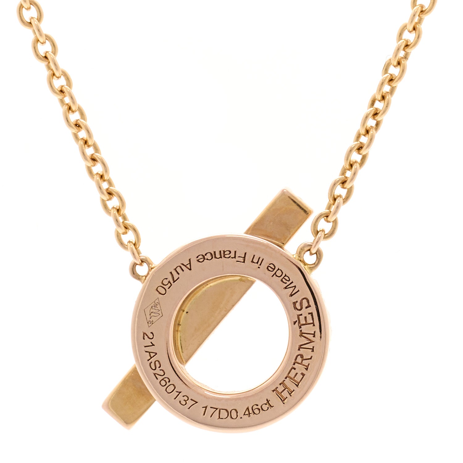 Hermes 18K Rose Gold Diamond Finesse Pendant Necklace 5 of 6