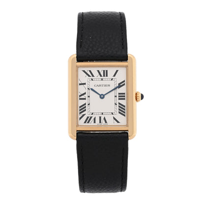 Cartier Stainless Steel 18K Yellow Gold Calfskin 27mm Tank Solo Quartz Watch 1 of 4