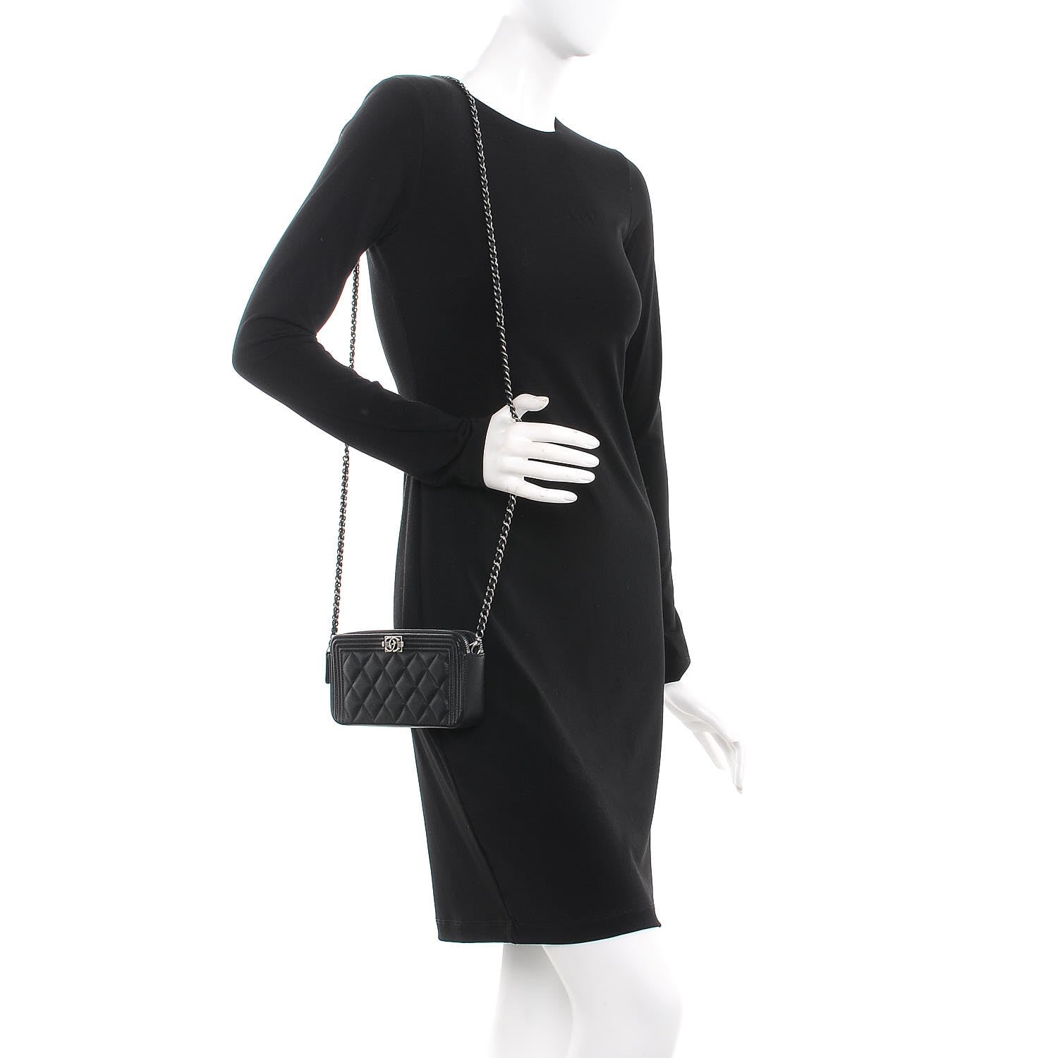 Chanel Caviar Quilted Small Boy Clutch With Chain Black 2 of 10