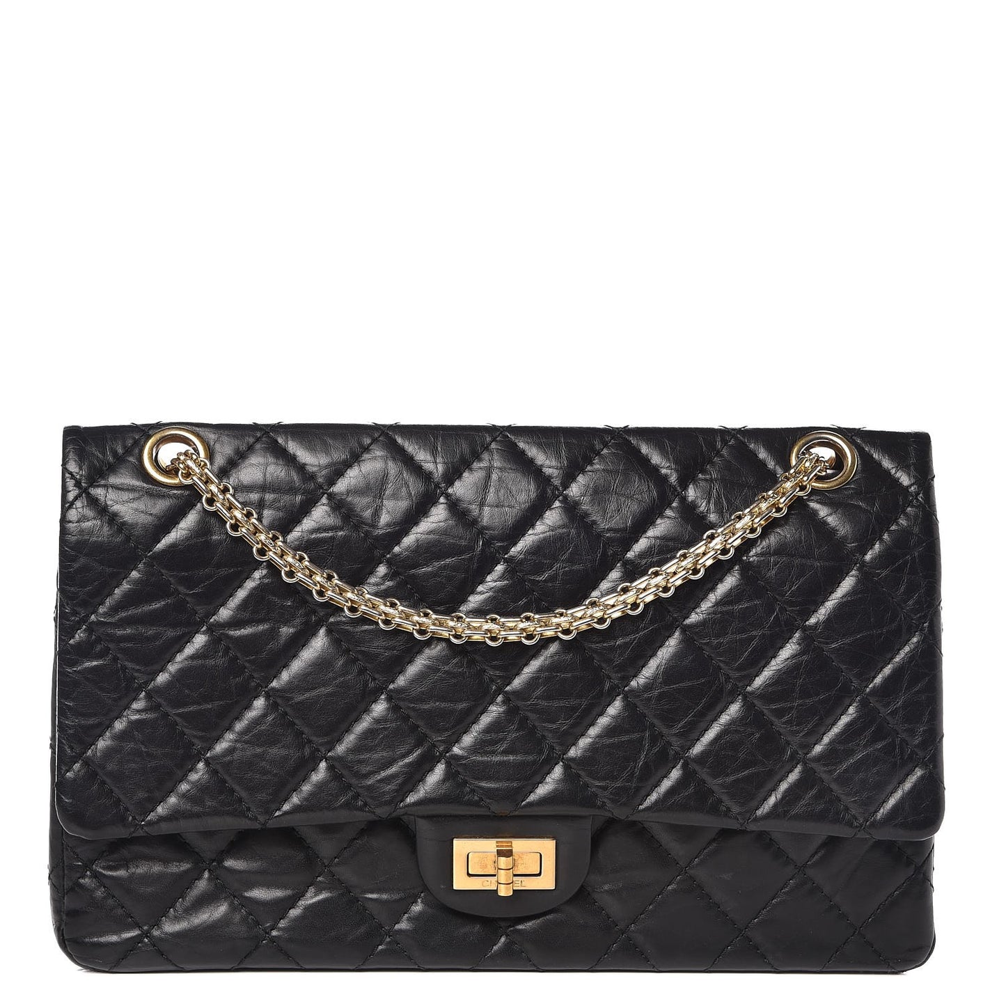 Aged Calfskin Quilted 2.55 Reissue 226 Flap Black