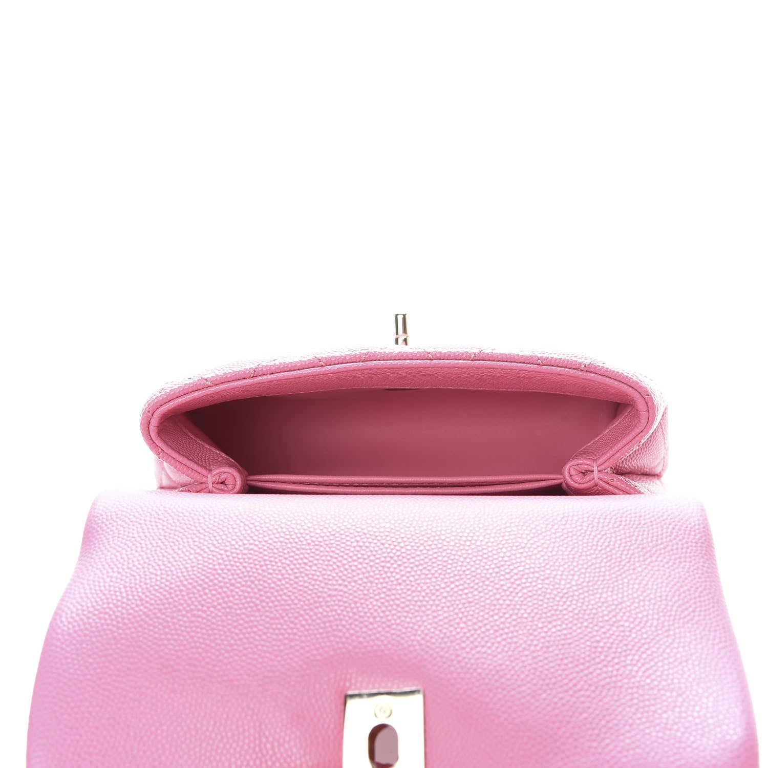 Chanel Caviar Quilted Lizard Embossed Extra Mini Coco Handle Flap Pink 5 of 11