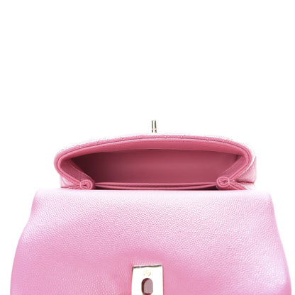 Chanel Caviar Quilted Lizard Embossed Extra Mini Coco Handle Flap Pink 5 of 11