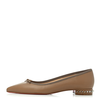 Christian Louboutin Nappa Spiked Hall Flats 40.5 Nude 1 of 4