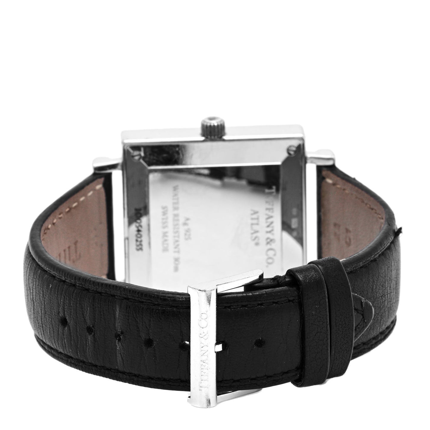 Sterling Silver Calfskin 34mm Atlas Square Automatic Watch