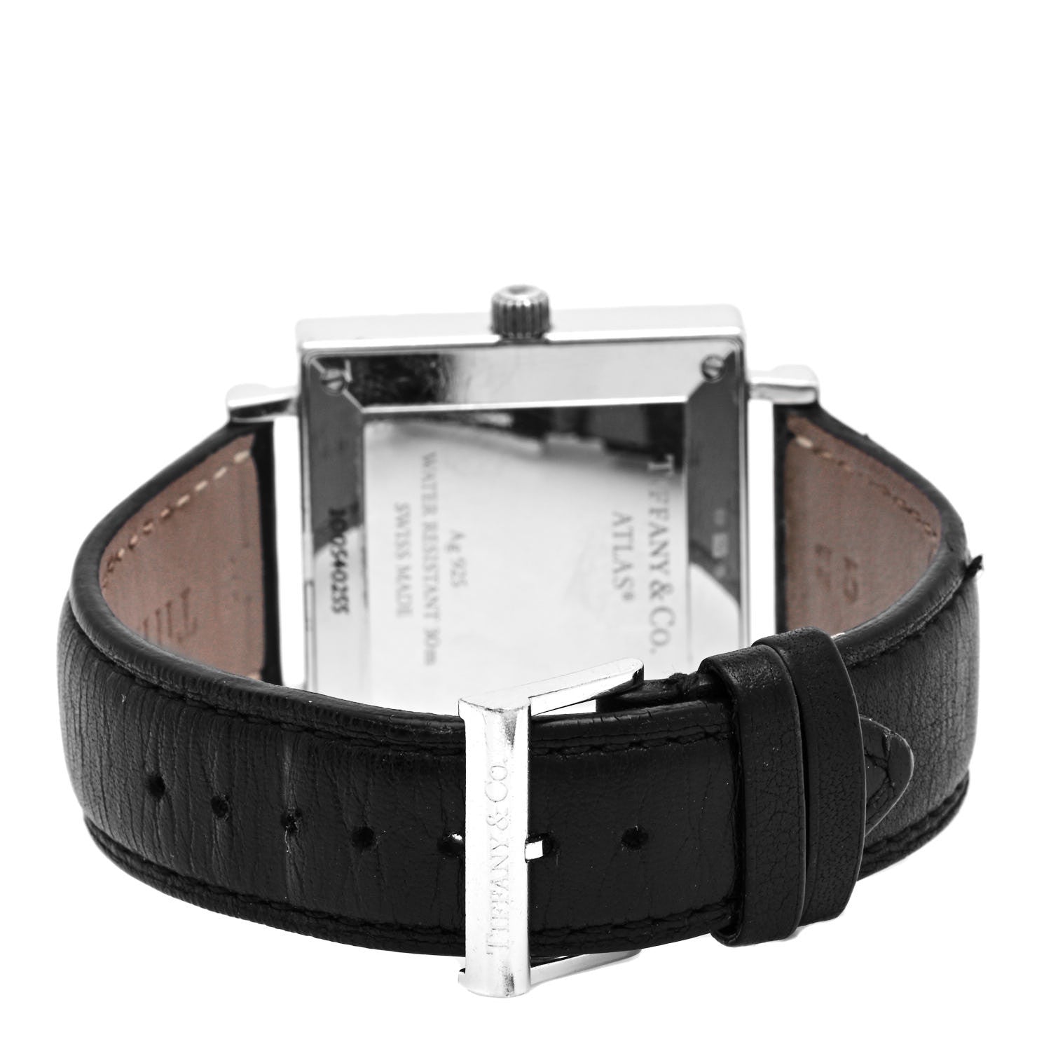 Tiffany Sterling Silver Calfskin 34mm Atlas Square Automatic Watch 3 of 4