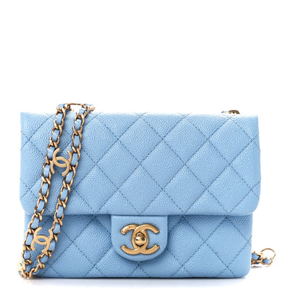 Chanel Shiny Caviar Pick Me Up Flap Belt Bag Light Blue 1 of 14