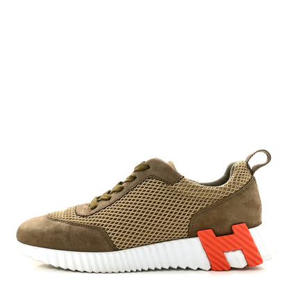 Hermes Air Mesh Suede Goatskin Bouncing Sneakers 37 Vert Toundra 1 of 12