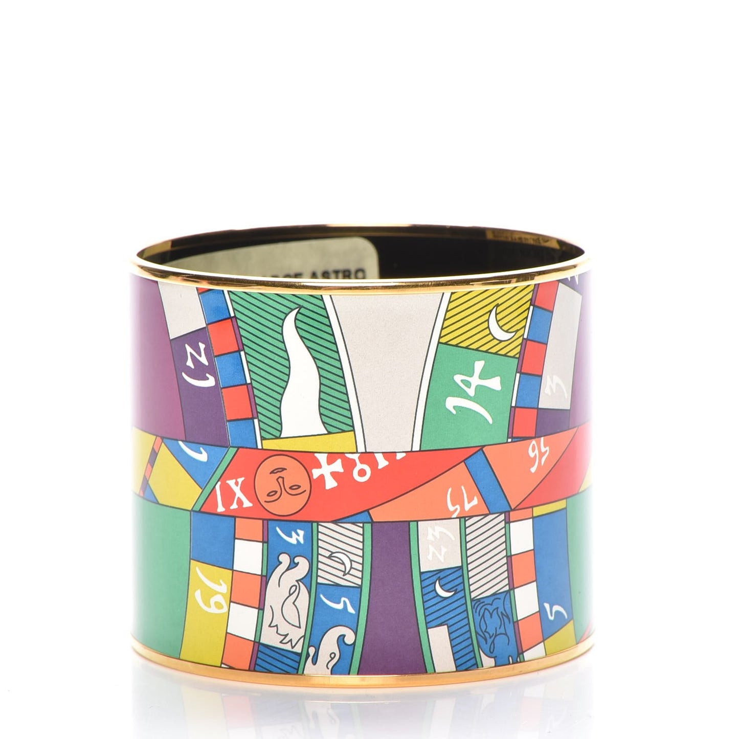 Enamel Printed Mega Wide Astrologie Bracelet 65 Vert Fluo Rose Indien Cobalt