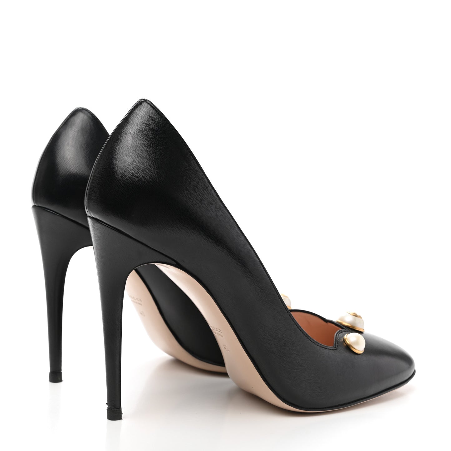 Calfskin Pearl Embellished Pumps 40 Black