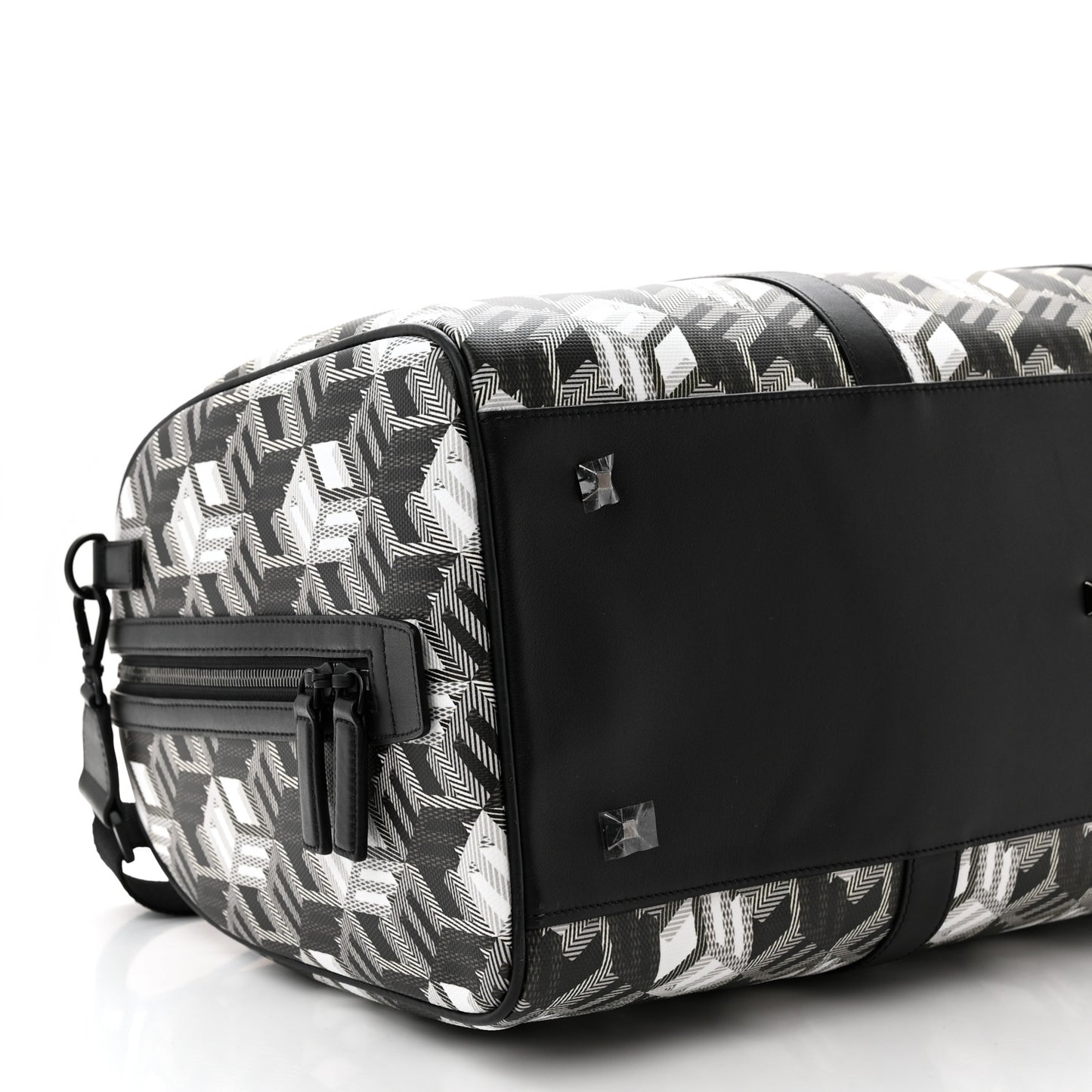 Cubic Monogram Large Traveler Weekender Bag Black White