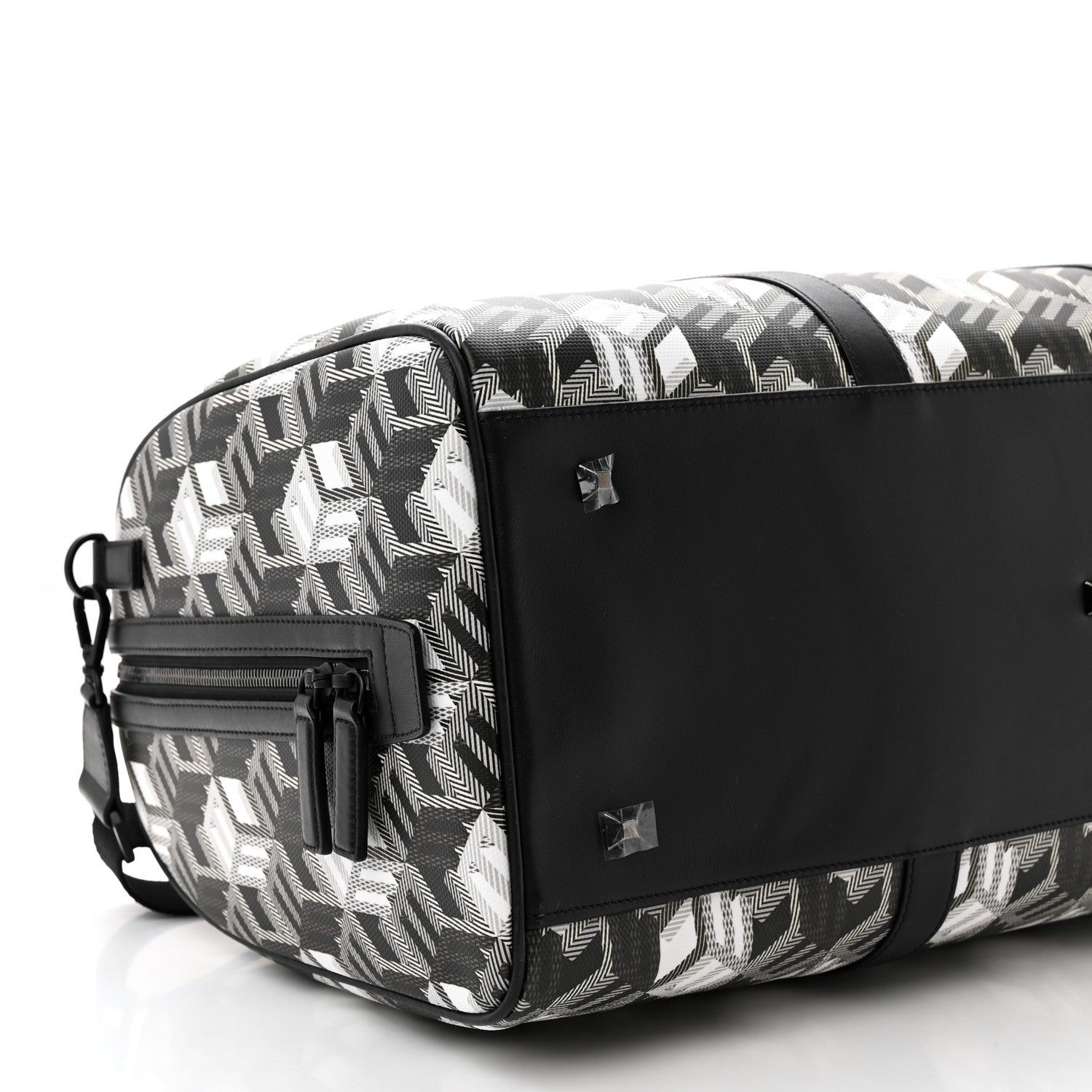 MCM Cubic Monogram Large Traveler Weekender Bag Black White 9 of 16