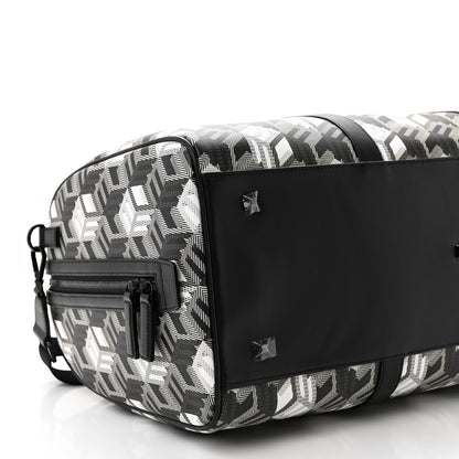 MCM Cubic Monogram Large Traveler Weekender Bag Black White 9 of 16