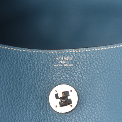 Hermes Taurillon Clemence Lindy 30 Blue Jean 6 of 13