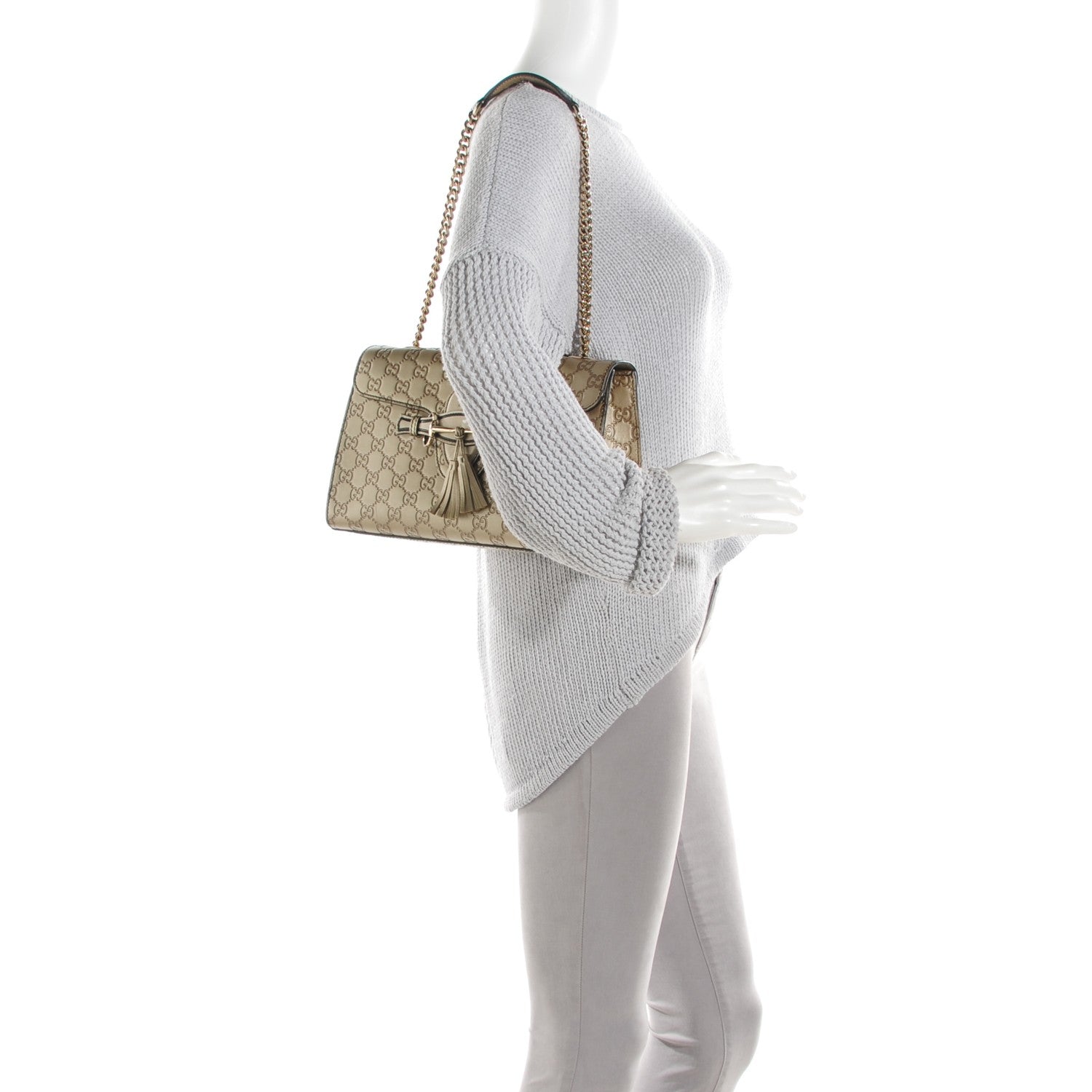 Gucci Guccissima Medium Emily Chain Shoulder Bag Gold 2 of 7