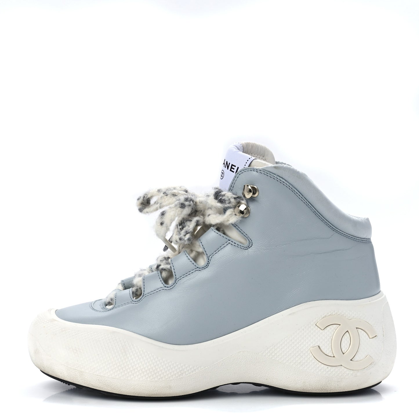 Lambskin Lace Up Snow Boots 38 Blue
