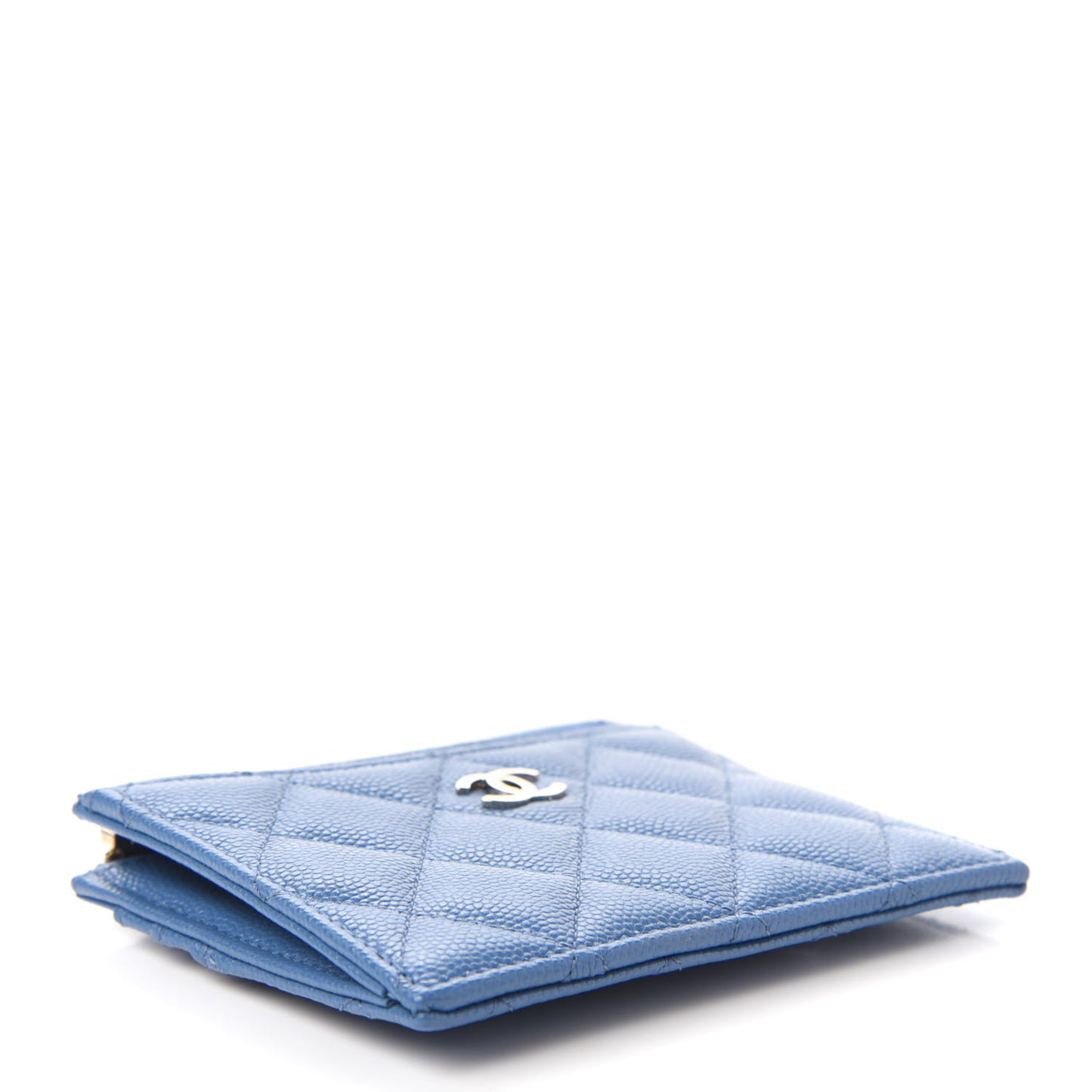 Caviar Quilted CC Zip Card Holder Blue