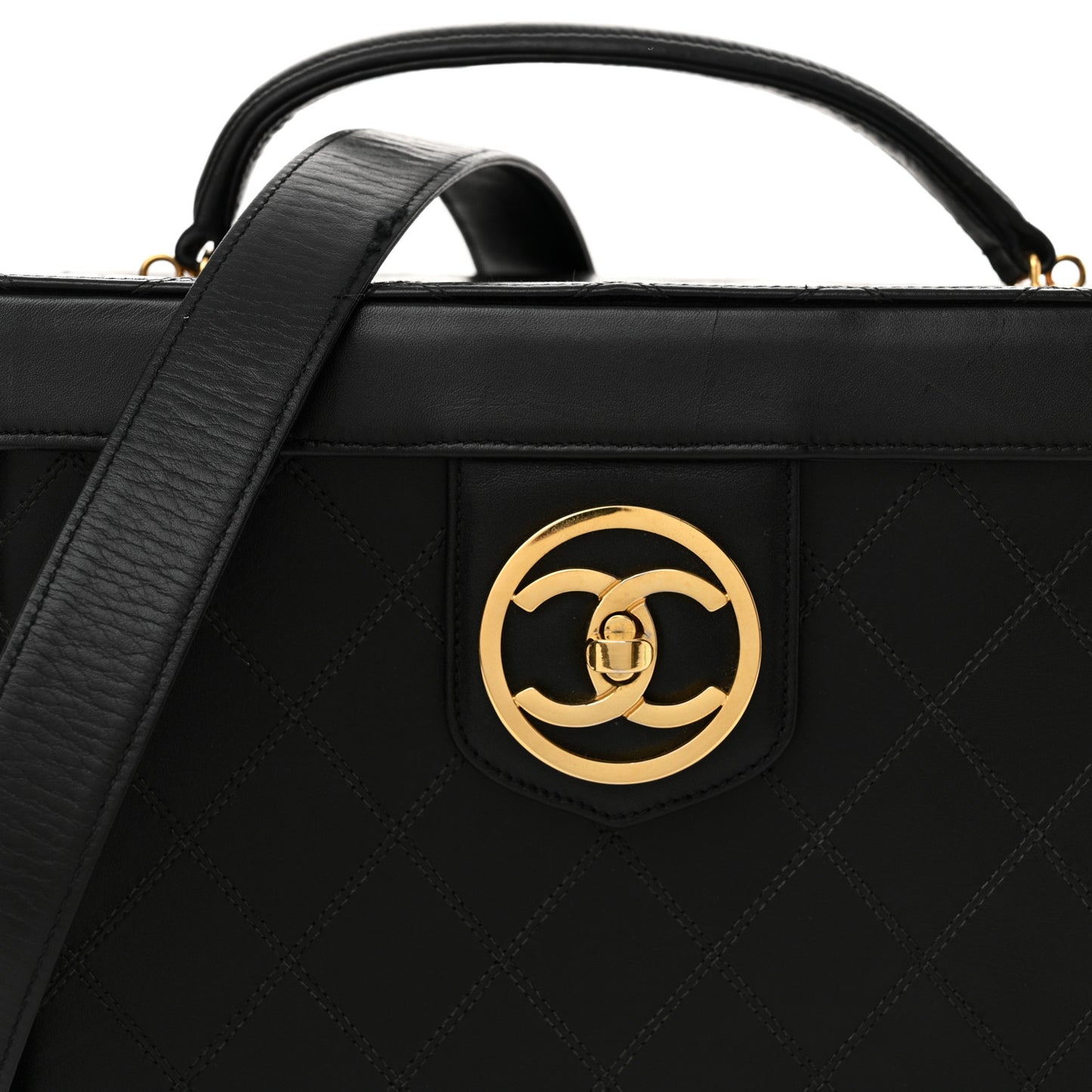 Calfskin Stitch Vanity Case Black