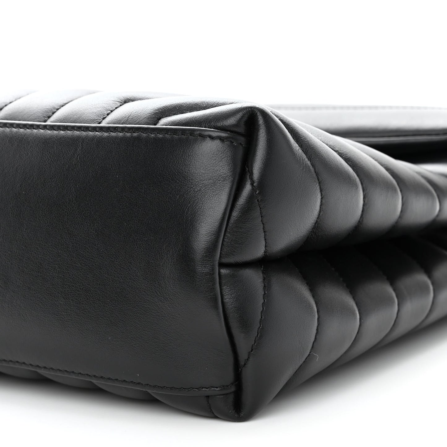 Calfskin Y Quilted Monogram Monochrome Medium Loulou Chain Satchel Black