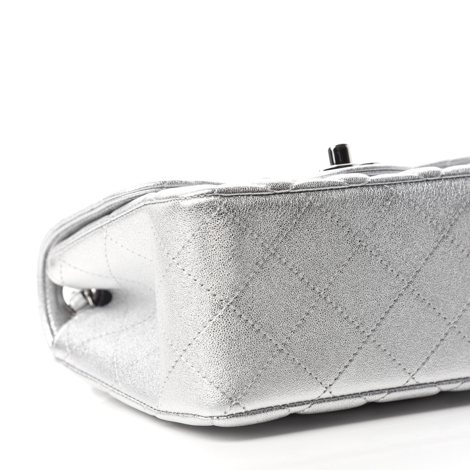 Chanel Metallic Lambskin Quilted Mini Square Flap Silver 6 of 11