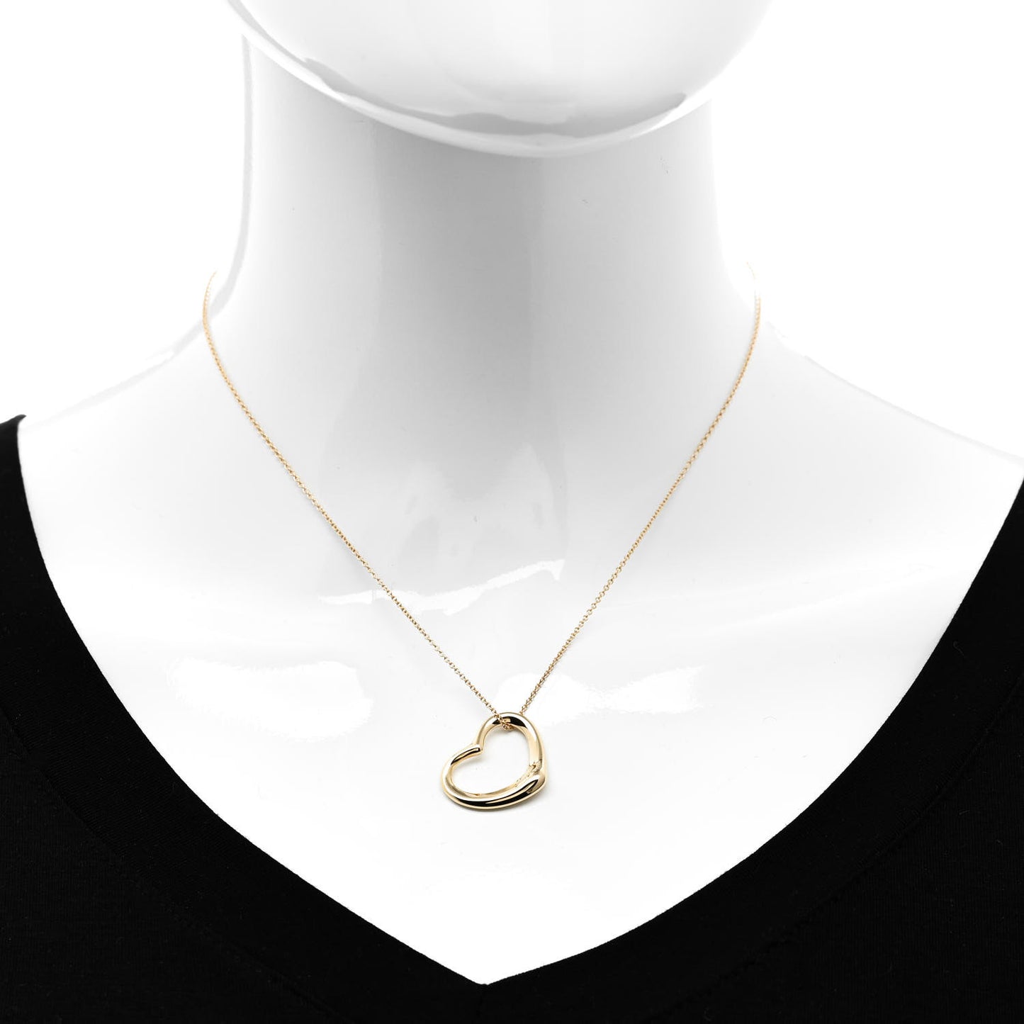 18K Yellow Gold 22mm Elsa Peretti Open Heart Pendant Necklace