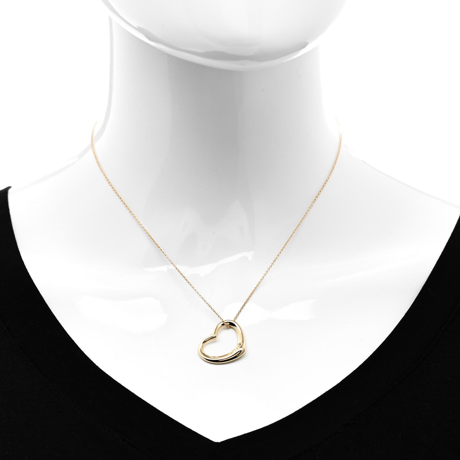 Tiffany 18K Yellow Gold 22mm Elsa Peretti Open Heart Pendant Necklace 2 of 6