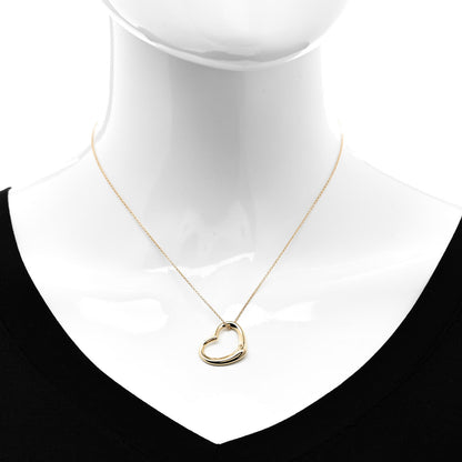Tiffany 18K Yellow Gold 22mm Elsa Peretti Open Heart Pendant Necklace 2 of 6