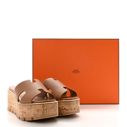 Hermes Calfskin Cork Eze 30 Sandals 37 Marron Glaise 9 of 9