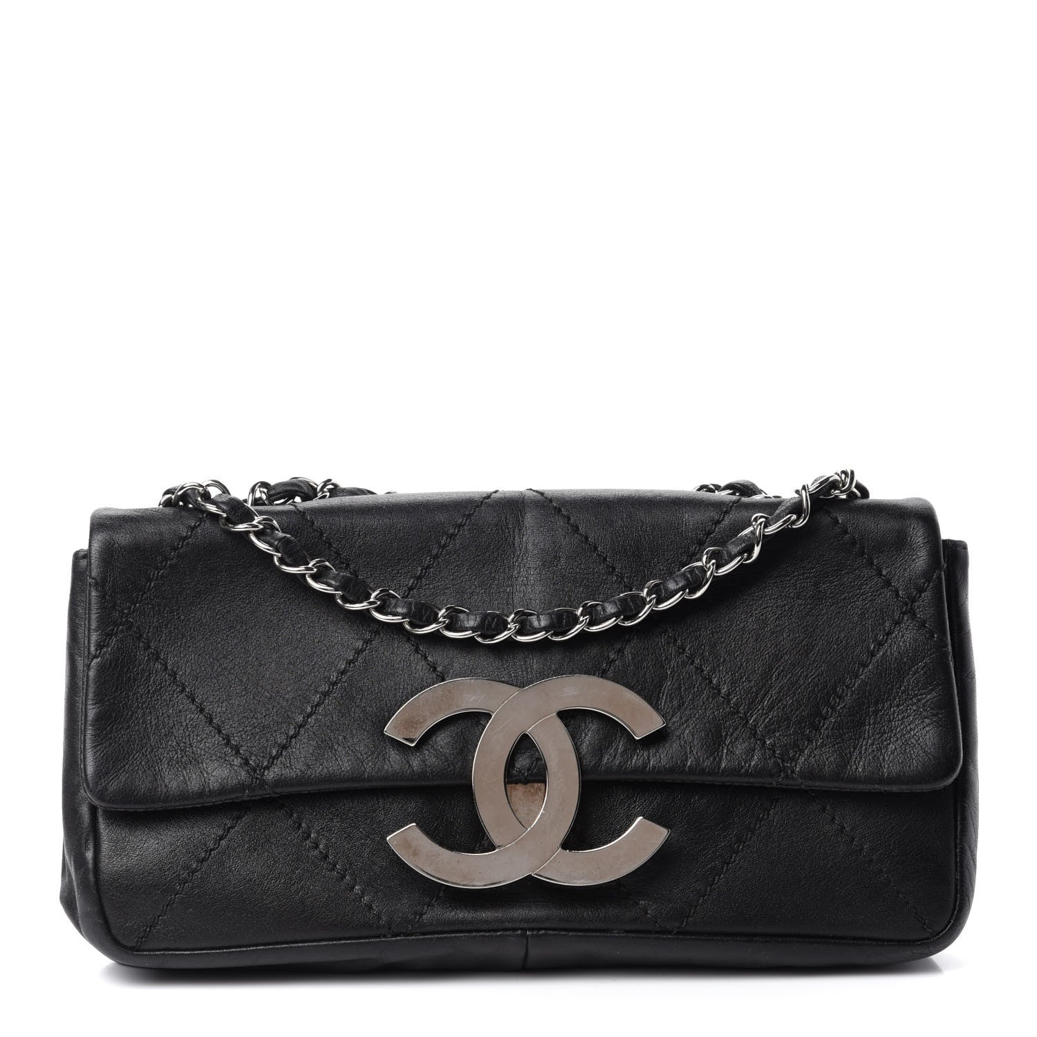 Chanel Lambskin Diamond Stitched CC East West Flap Black 1 of 12