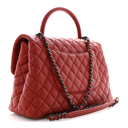 Chanel Caviar Quilted Medium Coco Handle Flap Red 3 of 11