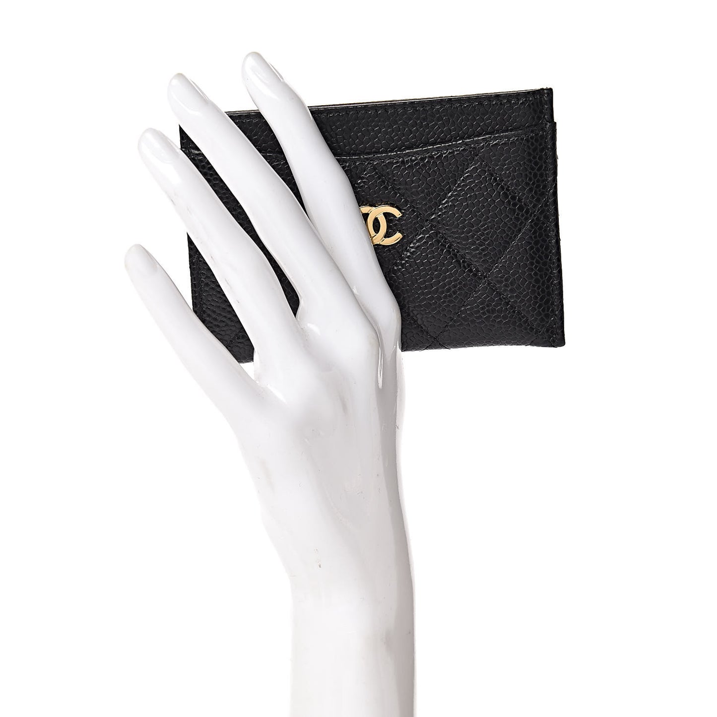 Caviar Quilted Card Holder Black