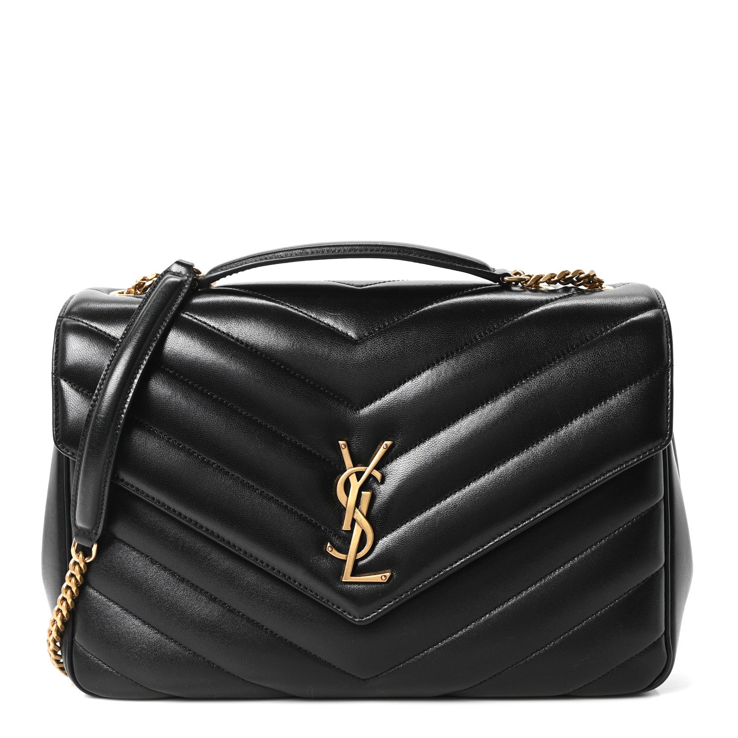 Saint Laurent Lambskin Chevron Quilted Large LouLou Black 1 of 11