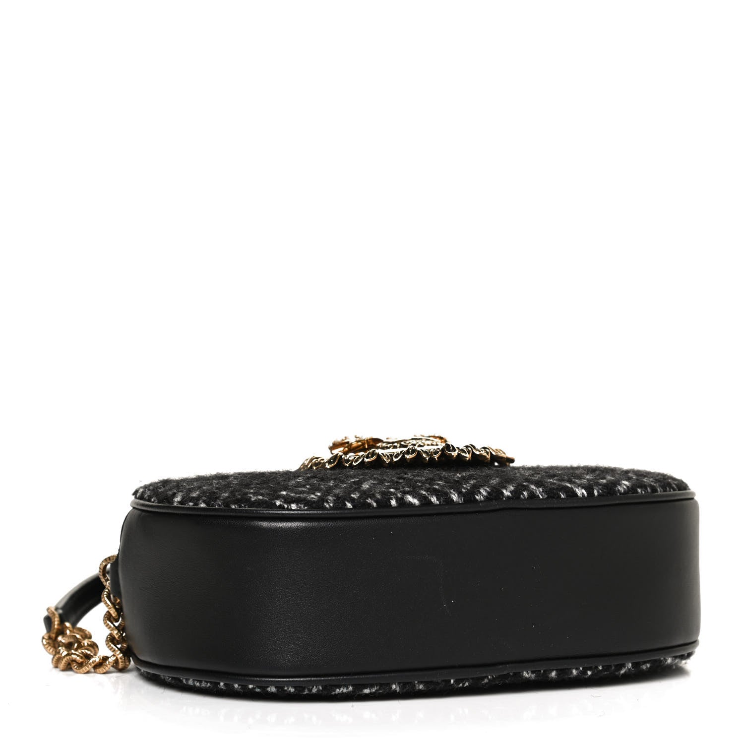 Dolce & Gabbana Calfskin Tweed Chevron Devotion Crossbody Bag Bag Black 4 of 13