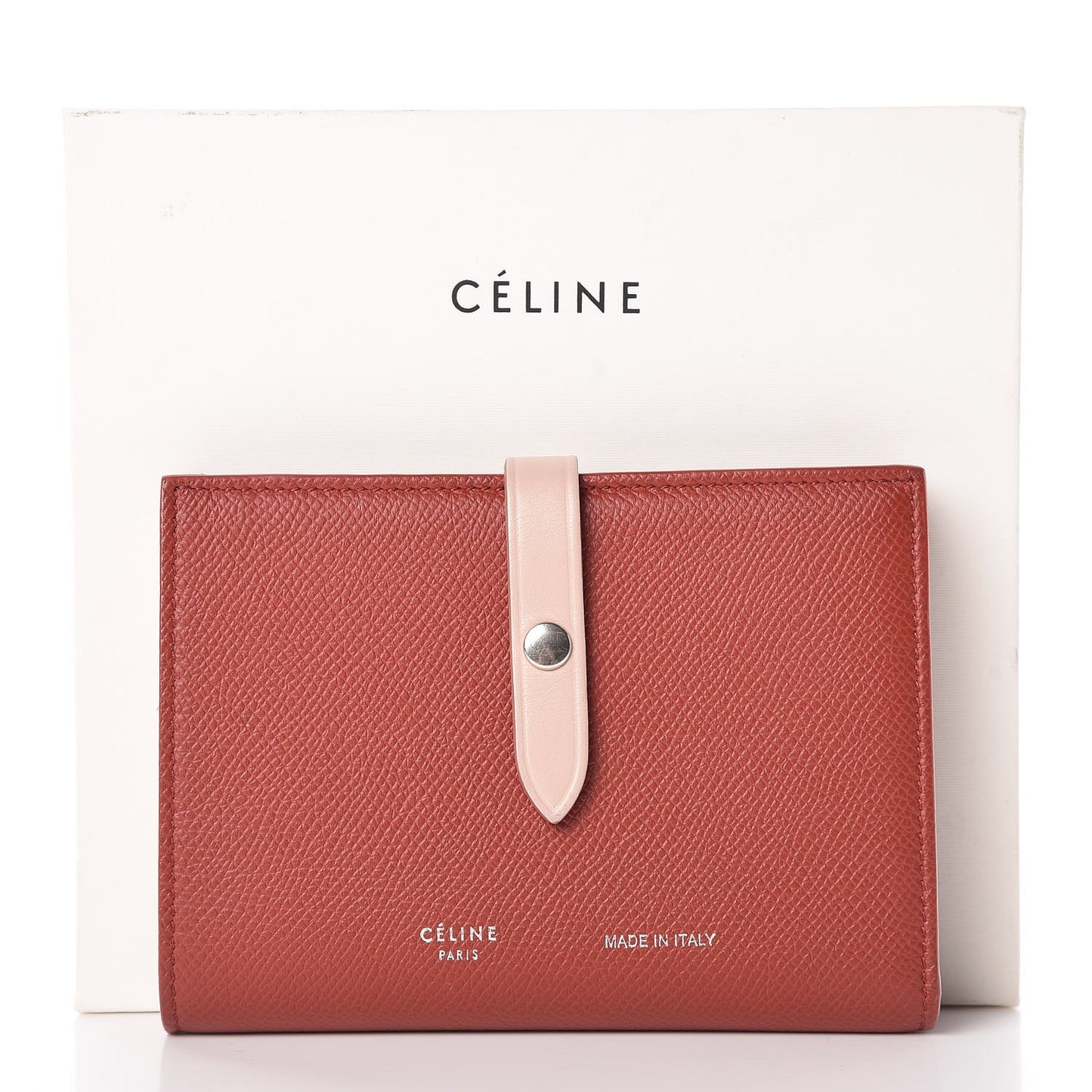 Grained Calfskin Medium Multifunction Strap Wallet Rust
