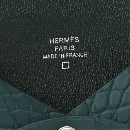 Hermes Matte Alligator Calvi Card Case Vert Cypress 6 of 6