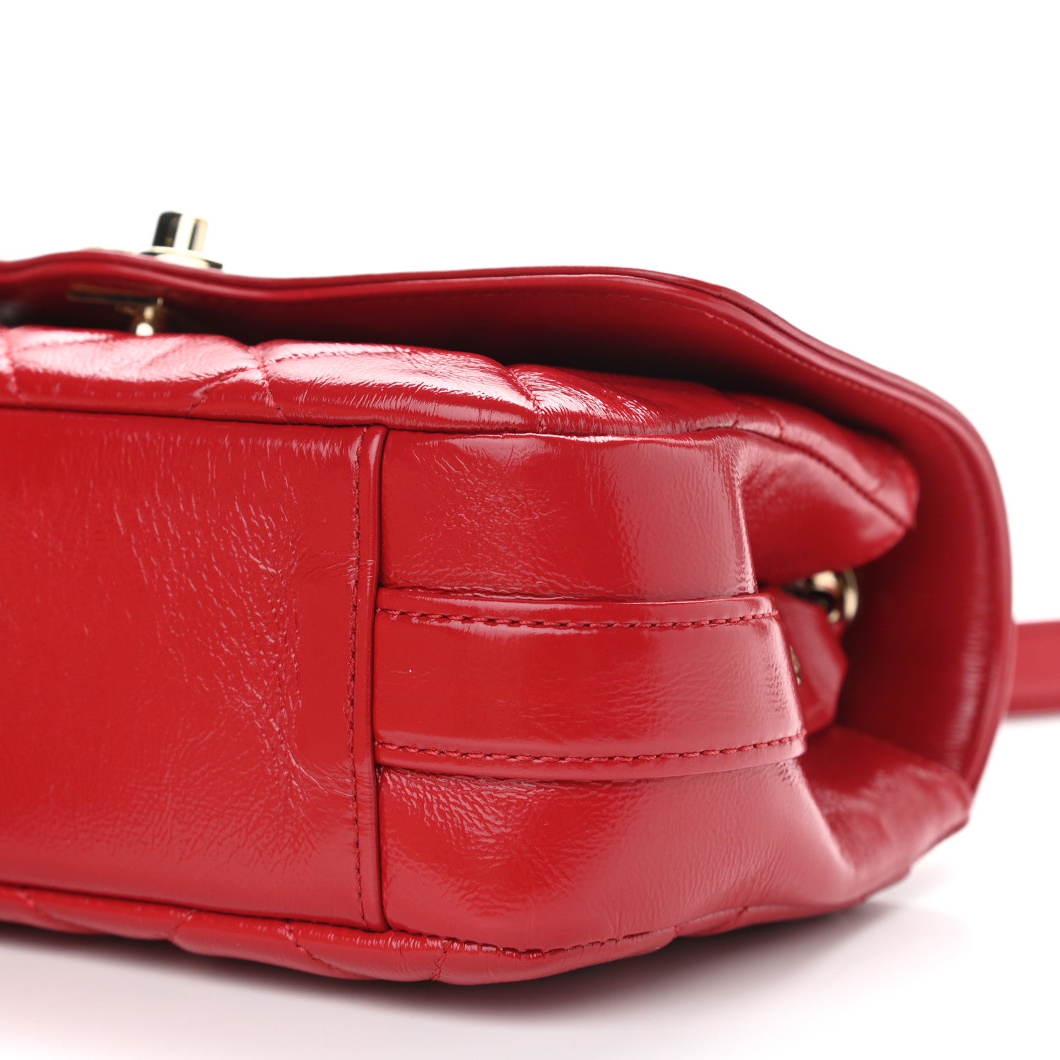 Chanel Crumpled Glazed Lambskin Quilted Mini Flap Red 10 of 11
