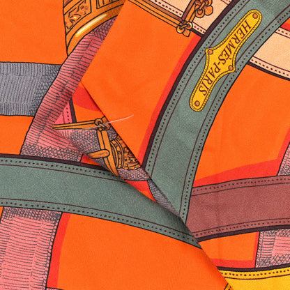Hermes Silk Cavalcadour Maxi Twilly Orange Argile Bouton D Or 4 of 4