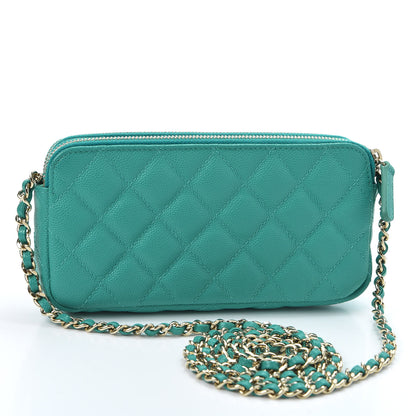 Chanel Caviar Quilted Small Clutch With Chain Turquoise 2 of 10