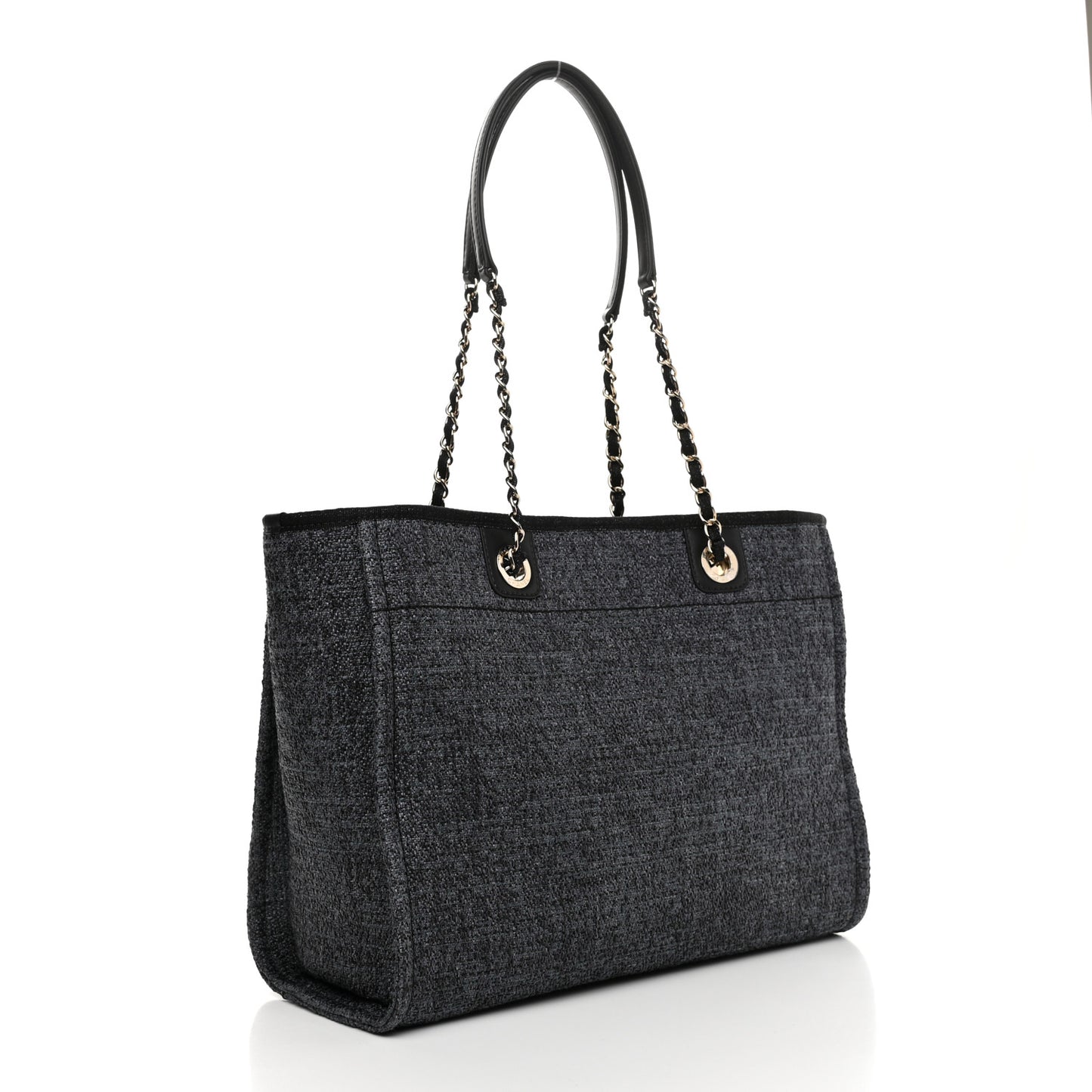 Mixed Fibers Calfskin Small Deauville Tote Black